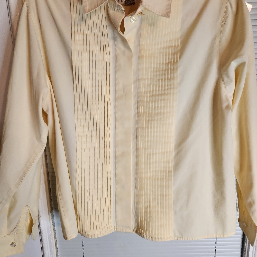 Talbot vintage pleated cream blouse 14 p     p2p 21.5. Box C